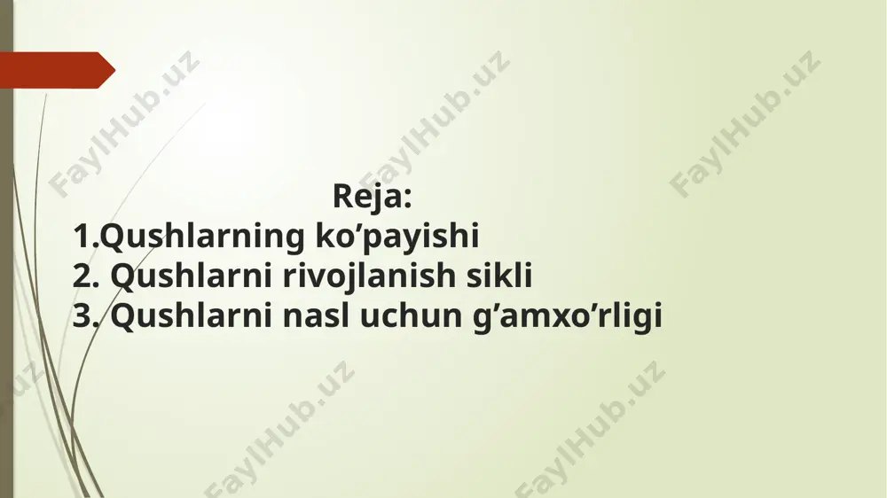orqali yuzaga keladi. yetilgan tuxum hujayra uzum shingilini eslatadi. shingildagi tuxum hujayrasi yupqa qopiqli pufakchadir. pujakcha yetilib unda oziq moddalar to’planadi va tuxum sariqligiga aylanib boradi. u tuxumdondan tuxum yo’liga o’tadi. tuxum yo’li uzun bo’lib, pastki tomoni kloakaga, yuqori tomoni tana bo’shlig’iga ochiladi. yetilgan tuxum tuxum yo’li bo’ylab pastga tusha boshlaydi. so’ng tuxum yo’lini kengaygan qismi ya’ni bachadonga o’tadi. bachadon tor qinga aylnadi. qin esa kloakaga ochiladi. umuman tovuqlarning tuxumi tuxum yo’lida bir sutkada kloakaga tushadi, kaptarlarda 41 soatgacha boradi. tuxum tuxum yo’lida urug’lanadi. qushlarning tuxumi ko]’pincha yirik bo’ladi. tuxum markazida sariqlik bo’ladi. uni oqsil o’rab turadi. tuxum bir me’yorda isishi uchun qush uni dam-badam aylantirib turadi. qush tuxumining markazida sariqlik bor, sariqlikni suyuq oqsil o’rab turadi. sariqlik ikki tomondagi kanopcha yordamida tuxum po’chog’iga osilib turadi. tuxumning poynak tomonida ikkta parda uzoqlashib orasida kamerasi hosil bo’ladi. murtak sariqlik sirtida joylashgan. qushlar embrionining rivojlanishi tuxum yo’lida boshlanadi. tuxum qush organizmidan chiqqandan …