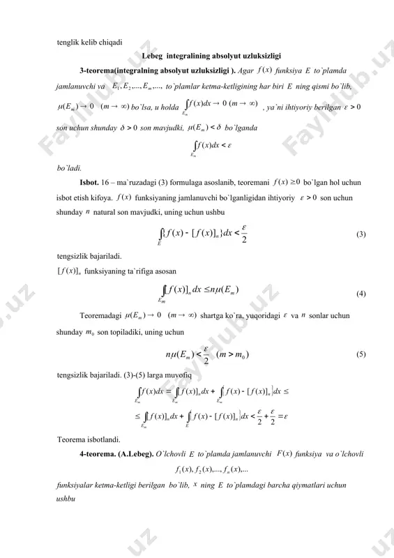 lеbеg intеgralining - additivligi va absоlyut uzluksizligi - Page 4