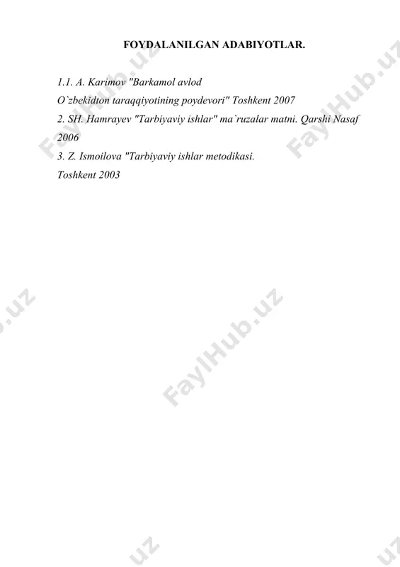 rinchi marta sinf xonasini tozalash uchun uyushtirmoqda. bolalarga ish bo`lib berishdan avval u lattani qanday qilib ho`hash, partalarni va polni qanday qilib artish haqida gapirib, ko`rsatib beradi. o`qituvchining so`zi bu yerda uslub hisoblanadi. usui va uslub bir-biri bilan o`zoro bog`langan holda pedogogik jarayon mohiyatiga ko`ra bir-biriga o`tib turishi kerak. o`qituvchilarning jamoa va individual faoliyatlarini maqsadga muvofiq tadhkil qilish uchun tarbiya shakllaridan foydalaniladi. masalan: sinf majlisi, yig`ilishlar, ertalabki lineyka klub ishlari va boshqalar. shunday qilib, tarbiya jarayonida o`qituvchi yakka o`quvchi yoki sinf jamoasi manfaati yo`lida biron - bir tarbiyaviy masalani hal qilish uchun o`quvchilarning yosh va individual xususiyatlarini, tarbiyalanganlik darajalarini, pedogogik vaziyat xaraktirini hisobga olgan holda ta`sir etish shakllari majmuasiga tarbiya metodi deyiladi. tarbiya g`oyatda murakkab jarayon bo`lib, har davrning ijtimoiy - siyosiy hayotini o`zida aks ettiradi. uning usullari, vosita va omillari asrlar davomida shakllanib, o`zini oqlagan urf- odatlar an`anaga aylanadi. binobarin, tarbiyada har bir xalqning o`z udumi, usuli tarixan shakllangan …