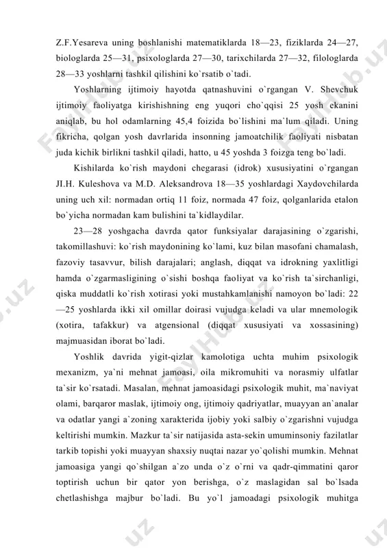 lami, barqaror maslak, ijtimoiy ong, ijtimoiy qadriyatlar, muayyan an`analar va odatlar yangi a`zoning xarakterida ijobiy yoki salbiy o`zgarishni vujudga keltirishi mumkin. mazkur ta`sir natijasida asta-sekin umuminsoniy fazilatlar tarkib topishi yoki muayyan shaxsiy nuqtai nazar yo`qolishi mumkin. mehnat jamoasiga yangi qo`shilgan a`zo unda o`z o`rni va qadr-qimmatini qaror toptirish uchun bir qator yon berishga, o`z maslagidan sal bo`lsada chetlashishga majbur bo`ladi. bu yo`l jamoadagi psixologik muhitga moslashishi maqsadida ichki ruhiy ziddiyatlarga, murakkab kechinmalarga, unsiz tug`yonga qarshi qo`yilgan qadam hisoblanadi. shuning uchun yakka shaxs xarakterini shakllantiruvchi yoki uning mustahkam ichki rishtalarini yemiruvchi omil mehnat jamoasidagi ijtimoiy fikrdir. jamoaga bo`ysinish har bir a`zoning burchidir. adabiyotlar: 1. mirziyoev shavkat miromonovich. tanqidiy tahlil, qat’iy tartib-intizom va shaxsiy javobgarlik – har bir rahbar faoliyatining kundalik qoidasi bo‘lishi kerak. mamlakatimizni 2016 yilda ijtimoiy-iqtisodiy rivojlantirishning asosiy yakunlari va 2017 yilga mo‘ljallangan iqtisodiy dasturning eng muhim ustuvor yo‘nalishlariga bag‘ishlangan vazirlar mahkamasining kengaytirilgan majlisidagi ma’ruza, 2017 yil 14 yanvar / …