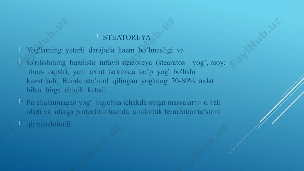 itlar hujayralar bilan qoplanishi hamda bu yerda oz miqdorda qo‘shimcha hujayralar paydo bo‘lishi bilan belgilanadi. surunkali gepatit kelib chiqish sabablari surunkali gepatit rivojlanishida asosiy sabab oldinroq sariq kasali (botkin kasali) bilan og‘rigan bo‘lishdir, ayniqsa bu yuqumli kasallikning og‘ir formasi bo‘lsa. bundan tashqari spirtli ichimliklarni uzoq vaqt, ko‘p miqdorda iste’mol qilish, har xil zararli moddalar ta’siri natijasida ham ushbu kasallik kelib chiqadi. oshqozon, ichak, o‘t pufagi va oshqozon osti bezining surunkali kasalliklari ham sabab bo‘lishi mumkin. kasallikning rivojlanishida organizm himoya kuchini kamayishi, viruslarning qon orqali jigarga kelib, uning ishining buzilishi davom etishi, o‘tning yig‘ilib qolishi asosiy ahamiyatga egadir. yuqoridagi sabablarga ko‘ra jigarda qon yig‘ilib, jigar hujayralarining buzilishiga olib keladi. bulardan tashqari gumoral, immun va autoimmun hodisalarning ahamiyati ham kattadir. kasallikning persistik turi ancha yengil hisoblanib, bemorlar o‘ng qovurg‘a ostida kuchsiz og‘riq bo‘lishidan, darmonsizlanishdan, ish qobiliyati pasayishidan shikoyat qilishadi. tekshirilganda jigarning hamma chegaralari pastga 3-4 sm.gacha siljigani aniqlanib, paypaslanganda ozgina og‘riq bo‘ladi …