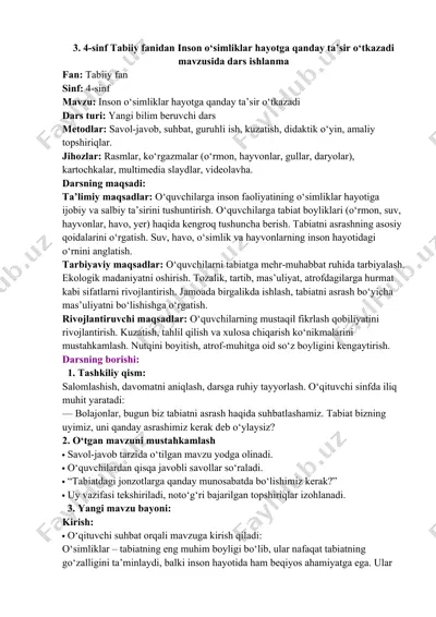inson o‘simliklar hayotga qanday ta’sir o‘tkazadi — DOCX
