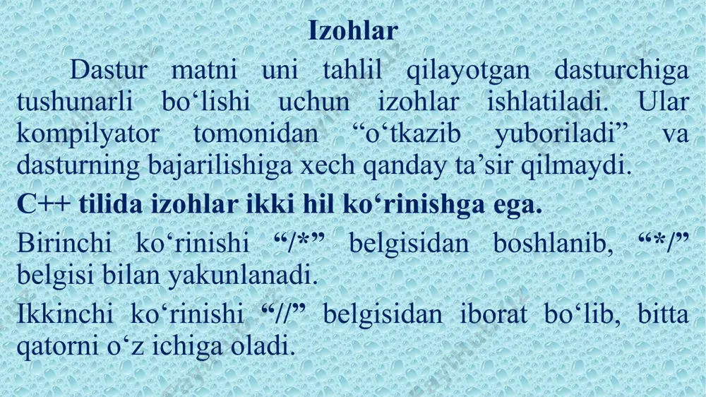 c++ dasturlash tilining asosiy konstruksiyalari va tizimda qo’llash xususiyatlari - Page 5