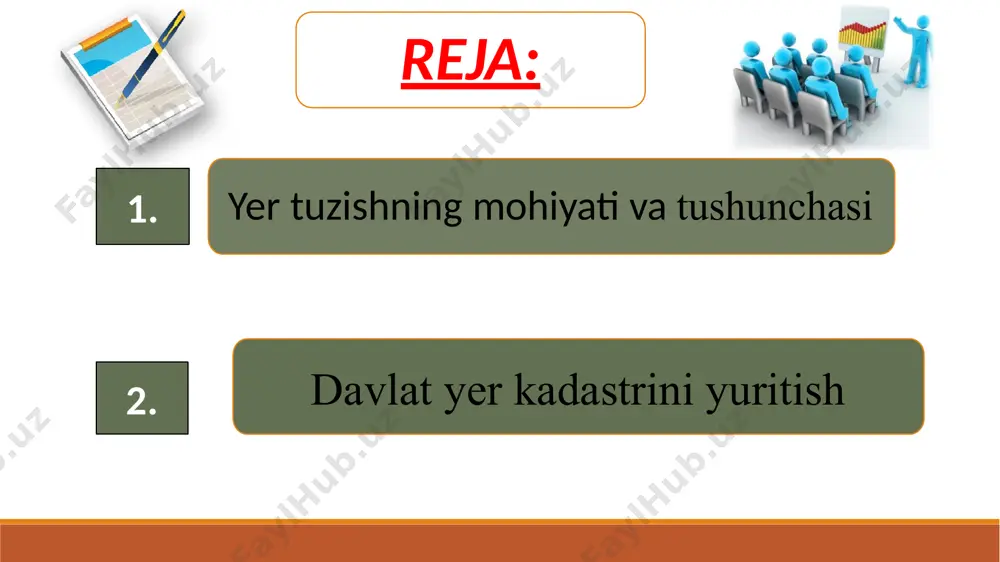 qarshi melioratsiya tadbirlarini moliyalashtirish yuridik va jismoniy shaxslar hisobidan bajarilishi mumkin. yer tuzish tartibida yerlardan foydalanish va ularni muhofaza qilish bilan bog‘liq boshqa loyihalar ham ishlab chiqilishi mumkin. yer huquqining umumiy tamoyillari haq to’lash asosida yerdan foydalanish yerlarning holati xaqida axborotlardan erkin foydalanish davlat mulk huquqi ustuvorligi yer va uning boyliklaridan kompleks foydalanish yerga bo‘lgan huquqni davlat ro‘yxatidan o‘tkazish yer uchastkasini saqlash va servitutlarga amal qilish yer huquqining umumiy tamoyillari yerlardan oqilona, samarali va belgilangan maqsadda foydalanish yer fondini asrash, tuproq sifatini yaxshilash hamda unumdorligini oshirish qishloq xo‘jaligi uchun mo‘ljalangan yerlarni (sug‘oriladigan yerlarni) alohida muhofaza etish va qat’iy belgilangan maqsadda foydalanish yer va boshqa tabiiy obyektlarga zarar yetkazilishining oldini olish yerga bo‘lgan huquqning xilma-xilligi yer munosabati ishtirokchilarining teng huquqliligi vazirlar mahkamasining 1998 yil 31 dekabrdagi 543-son qarori davlat yer kadastrini yuritish tartibi to`g`risida nizom davlat yer kadastri yer uchastkalariga bo`lgan huquqlar kafolatlanishini ta’minlash, yerlarni hisobga olish va baholash maqsadida o`zbekiston …