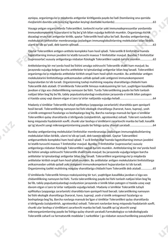 qo’zg’atuvchi mikroblarga qarshi kurashish, o’zini himoya qilish xususiyati immunitet deb ataladi. shuning uchun ham 1881 yil immunologiyani fan sifatida dunyoga kelgan yil hisoblanadi. 1769 yili e.djenner tomonidan qora chechakka qarshi (ospaga) emlash usuli taklif qilgan va u keng qamrovda ishlatilgan bo’lsada, immunitet hosil bo’lish usullari u vaqtda ma`lum emas edi. emlash usuli esa xalq tabobatini kuzatish asosida ishlab chiqilgan edi. shunday bo’lsada, bu usul yordamida millionlab odamlar hayotini saqlab qolishga erishilgan. 1890 yillarda buyuk rus olimi i.i.mechnikov fagotsitoz ko’rinishini aniqlagan va immunitetning hujayraviy fagotsitar nazariyasini yaratgan. shu paytning o’zida nemis olimi p.erlix immunitetning gumoral nazariyasini taklif etadi. shundan so’ng bir necha yillar davomida immunitetning ikki qarama-qarshi oqimi o’zaro kurash olib borishadi. oqibatda ikkila nazariya ham to’g’ri ekanligi, ya`ni immunitet hujayraviy va gumoral ko’rinishda yuzaga chiqishi ma`lum bo’ladi. 1908 yili i.i.mechnikov va p.erlixlarga immunitet nazariyalarini yaratganliklari uchun xalqaro nobel mukofoti topshirildi. immunologiyaning yana bir yo’nalishi – organizmlarning immunologik farqlarini o’rganish, to’qima …