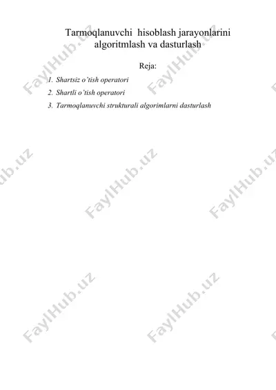 tarmoqlanuvchi hisoblash jarayonlarini algoritmlash va dasturlash — DOC
