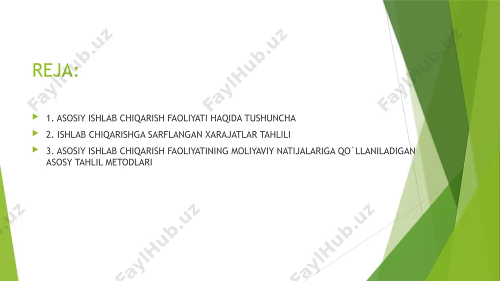 adlar ko'pincha kompaniyaning o'sish darajasini ko'rsatadi, bu esa uning bozor talabiga qanchalik mos kelishini anglatadi. xarajatlar: ishlab chiqarish xarajatlari: xom ashyo, energiya, materiallar, mehnat resurslari va texnologik jarayonlar bilan bog'liq xarajatlar. mehnat xarajatlari: ishlab chiqarish jarayonida ishlayotgan xodimlarga to'lanadigan ish haqi va ijtimoiy xarajatlar. amortizatsiya va texnologik xarajatlar: ishlab chiqarish uchun zarur bo'lgan asbob-uskunalar va uskuna texnologiyasining eskirishi. foyda: brutto foyda: daromadlardan to'g'ridan-to'g'ri ishlab chiqarish xarajatlari chiqarib tashlangandan keyin qolgan foyda. operatsion foyda: brutto foydadan operatsion xarajatlar (masalan, marketing va boshqaruv xarajatlari) chiqarib tashlanganidan keyin qolgan foyda. sof foyda: olingan barcha daromadlardan, barcha xarajatlar, soliqlar va boshqa moliyaviy majburiyatlar chiqarilgandan keyin qolgan sof foyda. rentabellik: rentabellik — kompaniyaning ishlab chiqarish va sotish jarayonlaridan olingan foydaning, o'zgaruvchan va doimiy xarajatlarga nisbatan o'lchami. brutto rentabellik: brutto foydaning daromadlarga nisbati. operatsion rentabellik: operatsion foydaning daromadlarga nisbati. sof rentabellik: sof foydaning daromadlarga nisbati. asosiy ishlab chiqarish faoliyatining moliyaviy natijalariga umumiy qarashda qo'llaniladigan asosiy tahlil …