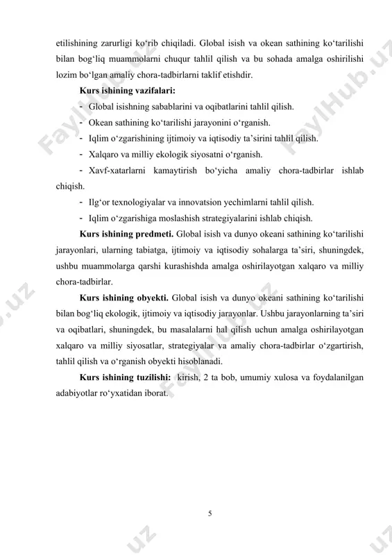 karbonat angidridning atmosferadagi miqdorining ortishi yer yuzasida haroratning ortishiga, iqlim o‘zgarishlariga olib keladi. co₂ atmosferadagi issiqxona gazlarining asosiy qismini tashkil etadi va uning miqdori so‘nggi yillarda keskin oshgan. 2. metan (ch₄): metan gazlari qishloq xo‘jaligi, xususan, chorvachilik faoliyati, shuningdek, tabiiy gaz qazib olish jarayonlari natijasida atmosferaga chiqariladi. metan karbonat angidridga qaraganda issiqxona effekti yaratishda 20 baravar kuchliroqdir. u o‘zining issiqlik ushlab qolish qobiliyati bilan iqlim o‘zgarishiga juda katta ta’sir ko‘rsatadi. 3. azot oksidlari (nox): azot oksidlari — atmosferada issiqxona effekti yaratadigan boshqa bir guruh gazlardir. oziq-ovqat ishlab chiqarish, sanoat jarayonlari va transport vositalaridan chiqadigan bu gazlar atmosferaga kirib, issiqxona effekti yaratadi. azot oksidlarining eng asosiy manbalari sanoat va transport tizimlaridir. ushbu gazlar qisqa muddatli va kuchli issiqxona ta’siriga ega. 4. o‘rmonlarning kesilishi va landshaftlarning shikastlanishi: o‘rmonlar — karbonat angidridni yutadigan va atmosfera tarkibini muvozanatga keltiradigan tabiiy tizimdir. o‘rmonlar kesilganda, ularning karbonat angidridni saqlash qobiliyati yo‘qoladi. o‘rmonlarning yo‘qolishi bilan, atmosferaga chiqarilayotgan …