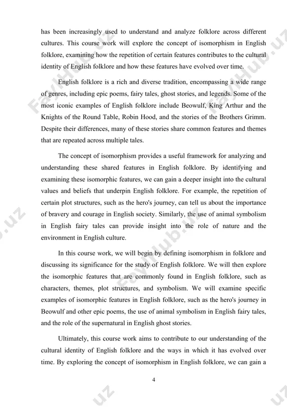 on. by identifying and examining these isomorphic features, we can gain a deeper understanding of the cultural significance of folklore and its role in shaping a society's identity. in the context of english folklore, isomorphism is a useful concept for understanding the shared features and themes that are repeated across different tales. english folklore encompasses a wide range of genres, from epic poems like beowulf and sir gawain and the green knight to fairy tales like "jack and the beanstalk" and "cinderella," to ghost stories and legends about mythical creatures like the loch ness monster. despite the diversity of these genres, many of these stories share common features and themes that are repeated across multiple tales. these isomorphic features provide insight into the cultural identity of english folklore and the values, beliefs, and traditions that have shaped it over time. one of the most common isomorphic features in english folklore …