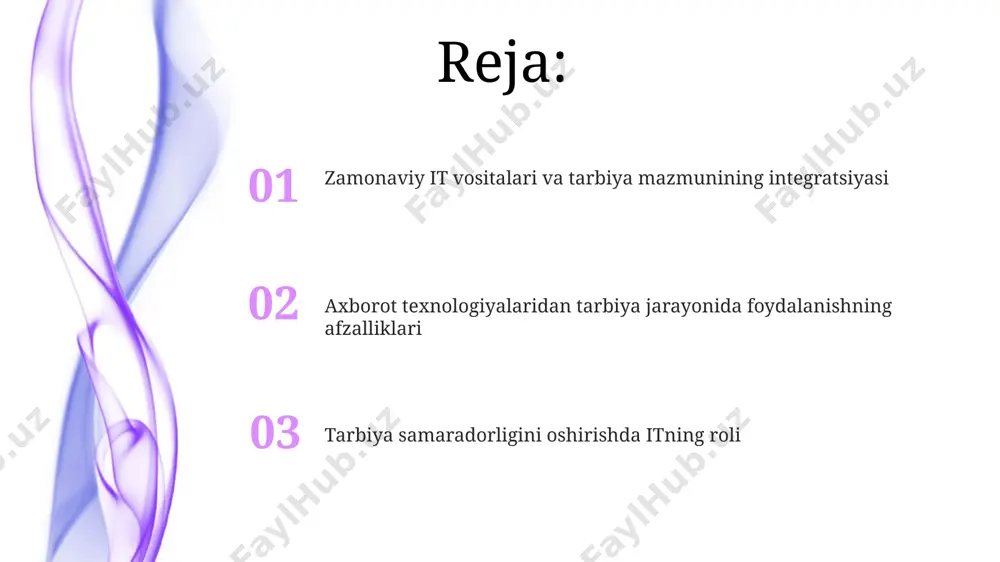 vchilarga 1000 dan ortiq qo'shimcha ma'lumot manbalariga kirish imkoniyati yaratiladi, bilim chegaralarini kengaytiradi. multimedia resurslaridan samarali foydalanish interaktiv taxtalar va onlayn platformalardan foydalanib, o'quvchilar bilan 10 ta muloqot turlarini amalga oshirish, ularning faol ishtirokini ta'minlaydi va individual yondashuvni kuchaytiradi. multimedia resurslaridan, masalan, 3d modellashtirish va interaktiv o'yinlardan foydalanish, talabalarning tarbiya faniga bo'lgan qiziqishini 20% ga oshirishi va bilim o'zlashtirish samaradorligini yaxshilashi mumkin. interfaol o'quv vositalaridan foydalanish o'quv jarayoniga 5 dan ortiq interfaol o'yinlarni qo'shish, talabalarning faol ishtirokini 30% ga oshirib, tarbiya maqsadlariga erishishga yordam beradi. interfaol o'quv vositalari, masalan, taqdimotlar yordamida 3d modellardan foydalanish, talabalarning tushunchasini 20% ga oshirishi va darslarni 15% qiziqarliroq qilishi mumkin. kelajakdagi istiqbollar va yangi texnologiyalar keng tarqalgan 5g tarmog'i va bulut texnologiyalari tufayli, ta'lim resurslariga istalgan vaqt, istalgan joydan kirish imkoniyati sezilarli darajada yaxshilanadi. kelajakdagi ta'limda sun'iy intellekt yordamida shaxsiylashtirilgan ta'lim dasturlarini yaratish imkoniyati paydo bo'ladi, bu esa o'quvchilarning 70% ga yaqinining bilim olish samaradorligini …