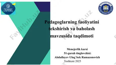 pedagoglarning faoliyatini tekshirish va baholash — PPTX
