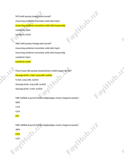xyz tahlil qanday holatga baho beradi? — DOCX
