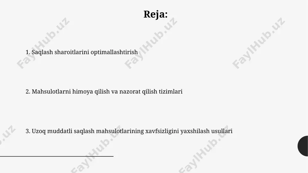 aqsadida harorat va namlikni nazorat qilish bo'yicha 20 dan ortiq standartlashtirilgan ko'rsatkichlar belgilanib, ularga rioya qilinishi majburiy hisoblanadi. uzun muddatli saqlashda 150 dan ortiq xavfli moddalarni nazorat qilish uchun o'zbekiston respublikasi favqulodda vaziyatlar vazirligi tomonidan 2023-yil standartlari joriy etildi, ular yong'in xavfsizligi va atrof-muhitni muhofaza qilish bo'yicha qat'iy talablarni o'z ichiga oladi. inventarizatsiya va aylanishni boshqarish ўзбекистоннинг жанубий ҳудудларидаги 200 дан ортиқ омбордаги маҳсулотларнинг ҳарорат режими ва намлик даражасини назорат қилиш, маҳсулотларнинг сақланиш муддатини узайтиради ва инвентаризациянинг аниқлигини оширади. маҳсулот айланишини кузатиш учун qr-кодлардан фойдаланиш, 1000 тадан ортиқ маҳсулот билан ишлайдиган самарқанд вилоятидаги компаниялар учун маҳсулотларнинг яроқлилик муддати тугаши хавфини камайтиради. zararkunandalar va mikroblarga qarshi himoya ўзбекистоннинг жанубий ҳудудларидаги омборларда сақланаётган маҳсулотларни 50°c дан юқори ҳароратда 2 соат давомида иссиқлик билан ишлов бериш зараркунандаларни йўқ қилиш самарадорлигини оширади. самарқанд вилоятида ўтказилган синовларда, 200 мг/кг концентрациядаги фосфин газ билан фумигация қилиш ҳашаротлар ва кемирувчилардан 95% гача ҳимоя қилади. uzoq muddat saqlashda …