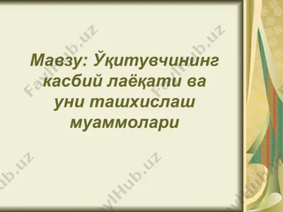 ўқитувчининг касбий лаёқати ва уни ташхислаш муаммолари — PPT