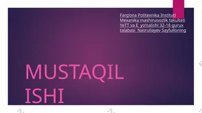 avtokorxona avtomobillari masalasi — PPTX