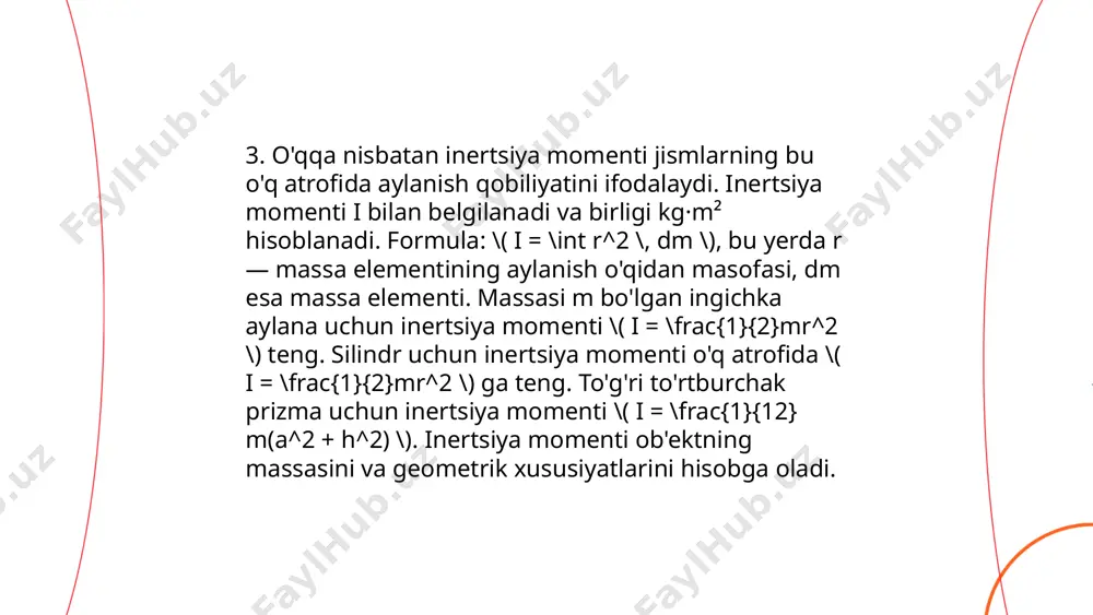 qattiq jismning inertsiya momentlari - Page 5