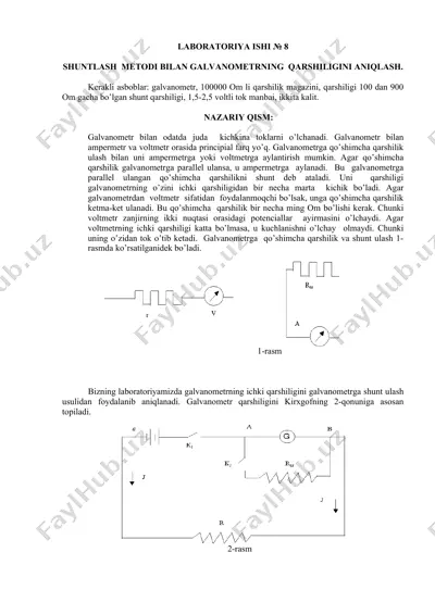 galvanometrning qarshiligining aniqlanishi. — DOCX