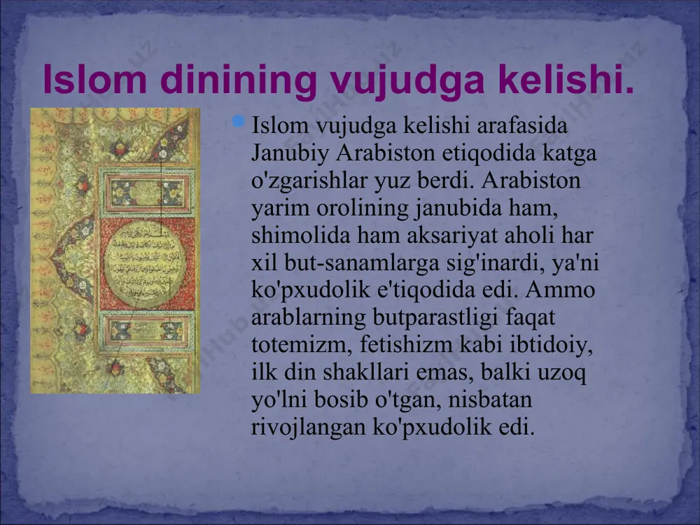 ublikasi bilan mamlakatimiz orasida do'stona aloqalar yanada mustahkamlanib bormoqda. yurtimiz dunyoga yuz tutgan bir paytda boshqa davlatlar qatori misr arab respublikasi bilan ham diplomatik aloqalar o'rnatildi. toshkentda misr elchixonasi ochildi. 1995 yil 1 sentabri - o'zbekiston mustaqilligining 4 yillik bayrami bilan bir vaqtda qohirada o'zbekiston elchixonasining tantanali ravishda ochilish marosimi bo'ldi. toshkentda misr elchixonasi qoshida misr madaniyat markazi o'z faoliyatini davom ettirmoqda. mamlakatimiz fuqarolari bu yerda misr madaniyati, tarixi, uning erishgan yutuqlari haqida o'zlarini qiziqtirgan ma'lumotlarni olishlari mumkin. hadislarning yozma holatga keltirilmaganligiga yana bir asosiy sabab, payg’ambar a.s.ning qur’on bilan chalkashib ketmasligi uchun ularni yozishdan ta’qiqlaganliklari bo’ldi. lekin payg’ambar a.s. bir guruh sahobalarga hadislarni yozishga ruxsat berganlar, shuningdek, ba’zi bir shaharlarga yuborgan maktublarida ham hadislarning yozma holatini uchratishimiz mumkin. muhammad ‘alayhissalomning hadislaridan birida: “ey ummatlarim! men sizlar uchun qur’on-i karim bilan o’zimning sunnatim — yo’l-yo’riqlarimni qoldirdim. sizlar shu ikkalasini qattiq tutib, (ularga) amal qilsalaringiz, to’g`ri yo’ldan aslo adashmaysizlar”, deyiladi. hozirgi …