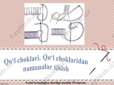 qo‘l choklari. qo‘l choklaridan namunalar tikish 5-sinf — PPT