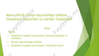 oziqalarni saqlash qurulmalari — PPTX