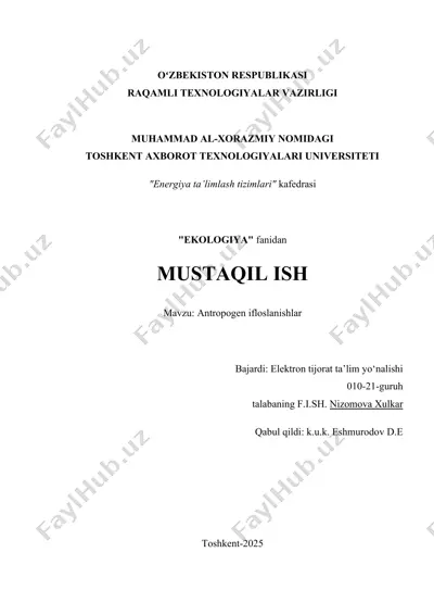 antropogen ifloslanishlar — DOCX