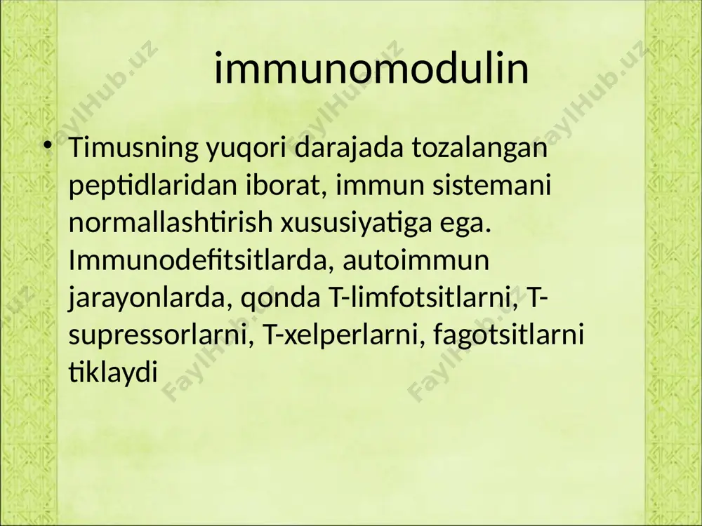 immunitetga ta’sir etuvchi moddalar. allergik kasalliklarda qo’llaniladigan moddalar - Page 5