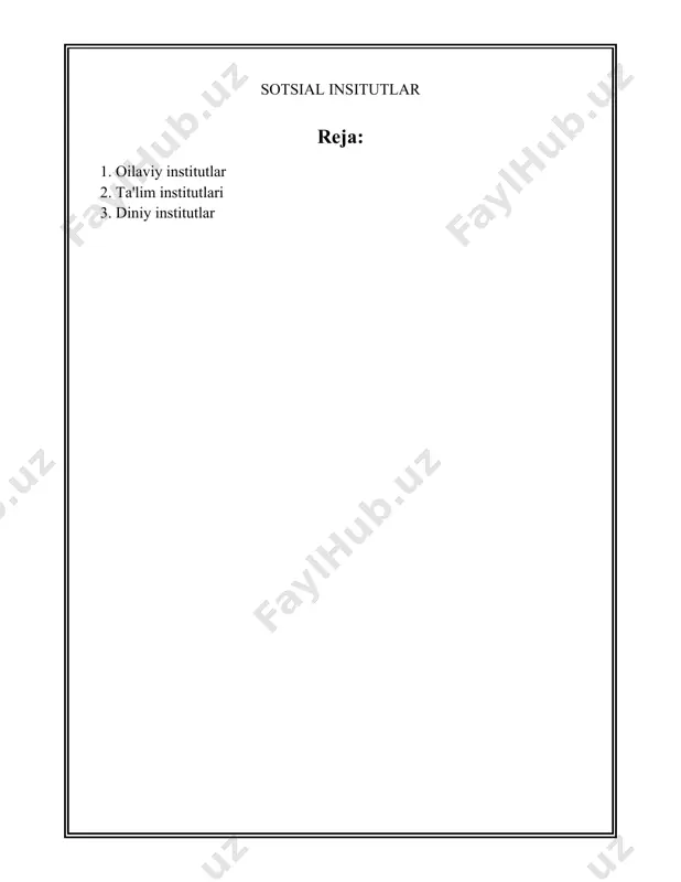 ohlar va ajralishlar soni hududlarga ko'ra o'zgarib boradi. toshkent shahri va viloyatida, masalan, nikohlar soni nisbatan yuqori bo'lib, bu erda oilaviy institutlar faolligi boshqa hududlarga qaraganda yuqoriroq. oilaviy institutlar faqatgina iqtisodiy va demografik ko'rsatkichlar bilan cheklanib qolmay, ular ijtimoiy hamkorlik, sog'liqni saqlash, ta'lim va tarbiya kabi sohalar bilan ham chambarchas bog'liqdir. masalan, maktabgacha ta'lim muassasalarida bolalarning oilaviy kelib chiqishlari, tarbiyalari va boshqa jihatlari o'rganiladi. ayni paytda, bir qancha tadqiqotlar shuni ko'rsatadiki, oilaviy muhiti sog'lom bo'lgan bolalar o'quv va rivojlanish sohalarida yuqori natijalarga erishadilar. oilaviy institutlarda fuqarolarning ijtimoiy faolligi ham muhimdir. o'zbekistonda oilaviy tadbirlar va festivallar mahalliy madaniyatning bir qismi bo'lib, oilaviy qadriyatlar va an'analarini saqlashda katta ahamiyat kasb etadi. xususan, "oila kutubxonalari", "oilaviy sport festivali", "oila kuni" kabi tadbirlar oila va jamiyat o'rtasidagi aloqalarni mustahkamlashga qaratilgan. bmtning barqaror rivojlanish maqsadlari (sdg) doirasida ham oilaviy institutlar hamda oila masalalari dolzarb hisoblanadi. jumladan, barqaror jamiyatlarni qurishga qaratilgan 11-maqsad va sifatli ta'limni ta'minlashga …