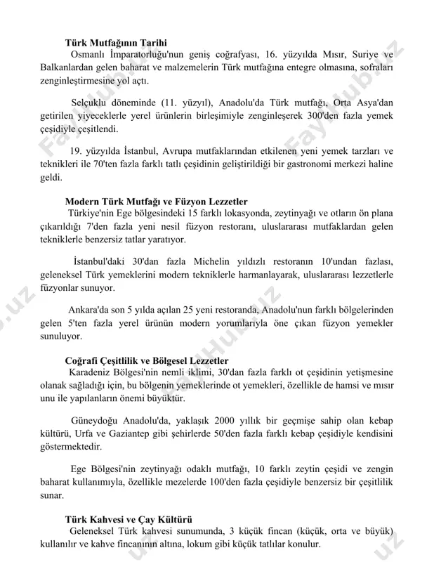 leştirmesine yol açtı. selçuklu döneminde (11. yüzyıl), anadolu'da türk mutfağı, orta asya'dan getirilen yiyeceklerle yerel ürünlerin birleşimiyle zenginleşerek 300'den fazla yemek çeşidiyle çeşitlendi. 19. yüzyılda i̇stanbul, avrupa mutfaklarından etkilenen yeni yemek tarzları ve teknikleri ile 70'ten fazla farklı tatlı çeşidinin geliştirildiği bir gastronomi merkezi haline geldi. modern türk mutfağı ve füzyon lezzetler türkiye'nin ege bölgesindeki 15 farklı lokasyonda, zeytinyağı ve otların ön plana çıkarıldığı 7'den fazla yeni nesil füzyon restoranı, uluslararası mutfaklardan gelen tekniklerle benzersiz tatlar yaratıyor. i̇stanbul'daki 30'dan fazla michelin yıldızlı restoranın 10'undan fazlası, geleneksel türk yemeklerini modern tekniklerle harmanlayarak, uluslararası lezzetlerle füzyonlar sunuyor. ankara'da son 5 yılda açılan 25 yeni restoranda, anadolu'nun farklı bölgelerinden gelen 5'ten fazla yerel ürünün modern yorumlarıyla öne çıkan füzyon yemekler sunuluyor. coğrafi çeşitlilik ve bölgesel lezzetler karadeniz bölgesi'nin nemli iklimi, 30'dan fazla farklı ot çeşidinin yetişmesine olanak sağladığı için, bu bölgenin yemeklerinde ot yemekleri, özellikle de hamsi ve mısır unu ile yapılanların önemi …