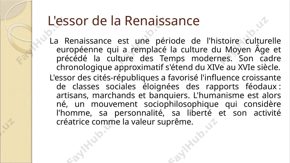 à peu près avec le xve siècle. haute renaissance, premier quart du xvie siècle. maniérisme ou renaissance tardive (1520-1600). architecture de la renaissance l'architecture de la renaissance est une période de développement architectural dans les pays européens, du début du xve au début du xviie siècle, qui s'inscrit dans le cadre général du renouveau et du développement des fondements de la culture spirituelle et matérielle de la grèce et de la rome antiques. cette période marque un tournant dans l'histoire de l'architecture, notamment par rapport au style architectural précédent, le gothique. contrairement à l'architecture de la renaissance, le gothique s'inspire de sa propre interprétation de l'art classique. dans cette optique, une importance particulière est accordée aux formes de l'architecture antique : symétrie, proportions, géométrie et ordre des éléments, comme en témoignent clairement les exemples conservés d'architecture romaine. les proportions complexes des édifices médiévaux sont remplacées par un agencement ordonné de …