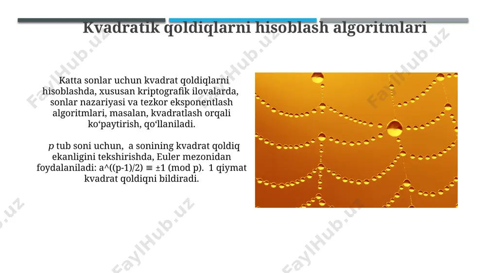 kvadrat qoldiqlar va ularning kriptografik tizimlarda qo 'llanilishi - Page 5