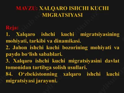 xalqaro ishchi kuchi migratsiyasi — PPT
