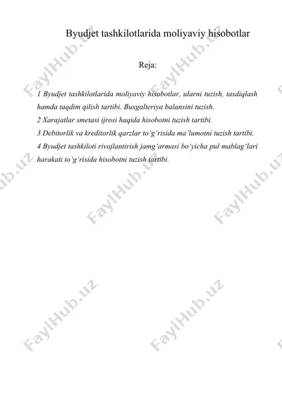 byudjet tashkilotlarida moliyaviy hisobotlar — DOCX