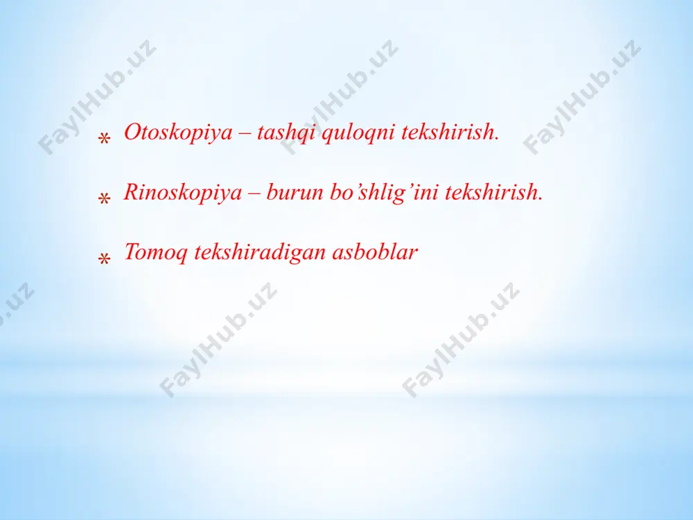 da, tibbiyot apparat va qurulmalari, jihozlari ham kundan-kunga yangilanmoqda. bu tibbiyotimizni rivojlanishiga yaxshi samara ko‘rsatadi. foydalanilgan adabiyotlar .1.a.i. xolboboyev, n.a.xoshimov. umumiy elektrotexnika va elektronika asoslari. 2000-yil. 2.v.v.paushin i drugiye. “osnova avtomatiki vychislitelnyy mikroprotsessornoy texniki.t”. 1989 god. 3. рангайян р.м. анализ биомедицинских сигналов. практических подход/ пер.с англ. под. ред. а.п немирко –м: физматлит 2007. 4. матвеев м.г., даскалов и.к. анализ и обработка сигналов. приложение за биосигналы. софия: техника, 1982, -113 с. 5.https://www.google.com/url?sa=t&source=web&rct=j&url=https://fayllar.org/t e`tiboringiz uchun rahmat image1.jpeg image2.jpeg image3.jpeg image4.jpeg image5.jpeg image6.png image7.png image8.png image9.png image10.png image11.jpeg image12.png image13.png image14.png image15.png image16.png image17.png image18.png