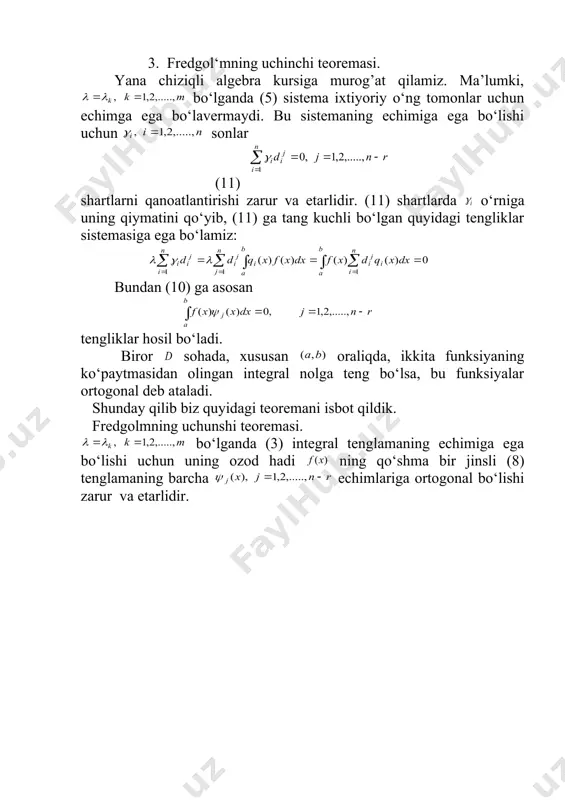 fredgol‘mning aynigan yadroli integral tenglamalari - Page 5