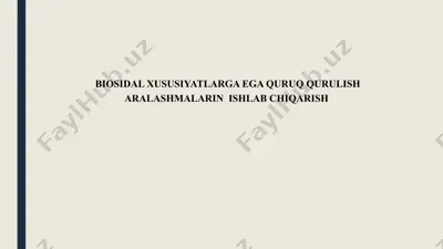 biosidal xususiyatlarga ega quruq qurulish aralashmalarin ishlab chiqarish — PPTX