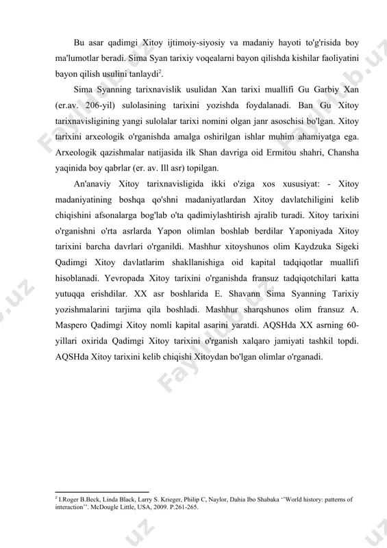 r odatda miloddan avvalgi xviii - xii asrlarga to‘g‘ri keladi. qadimgi xitoy tarixiy an’anasiga ko‘ra, shan qabila boshlig‘i pan gen miloddan avvalgi taxminan 1400 yillarda qabilani anyanga olib kelib, xuanxe daryosi bo‘yida “katta shan shahri” ni qurdirib, davlati hukmdorlar sulolasini ham o‘z nomi bilan ataydi. miloddan avvalgi i124 yilda vey daryosi havzasida yashagan chjou qabilalari shan shohligining so‘nggi poytaxtini vayron qilib, davlatni “in” deb nomlaganlar. rivoyatlarga ko‘ra, qabila boshlig‘i pan gen istilochilik siyosatini yuritmay, o‘z hukmronligidagi qabilalarni tinch idora qilgan. bu davr tarixini o‘rganishda xenan viloyatining syaotun qishlog‘i yaqinidan topilgan buyumlar katta ahamiyatga ega. bunda shan - in davriga oid yodgorliklar, saroy, ibodatxona, to‘rt burchak shaklida qurilgan ko‘pgina uy qoldiqlari topilgan. 300 maqbara, bular orasida bahaybat va serhasham shoh sag‘anasi ham topilgan (4 ta). maqbaralar o‘sha davrda sinflarga bo‘linish mavjud bo‘lganligini tasavvur qilish imkonini beradi. zodagonlarning hashamatli dahmlari bilan birga oddiy amaldorlarning nisbatan oddiy va kambag‘allarning haroba qabrlari bo‘lgan. bu …