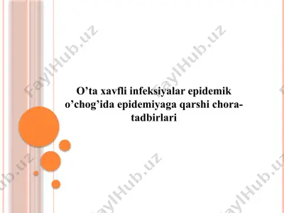 o’ta xavfli infeksiyalar epidemik o’chog’ida epidemiyaga qarshi chora-tadbirlari — PPTX
