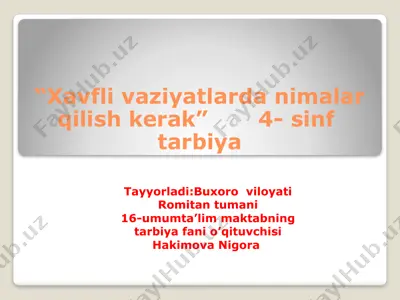 "xavflivaziyatlardan imkon qat'iyatlar" — PPTX