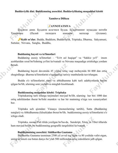 buddaviylikning muqaddas kitobi tripitaka — DOCX