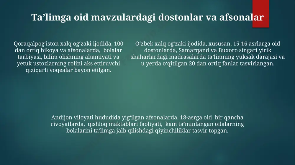 xalq ogʻzaki ijodida tarbiya masalalrining yoritilishi - Page 5