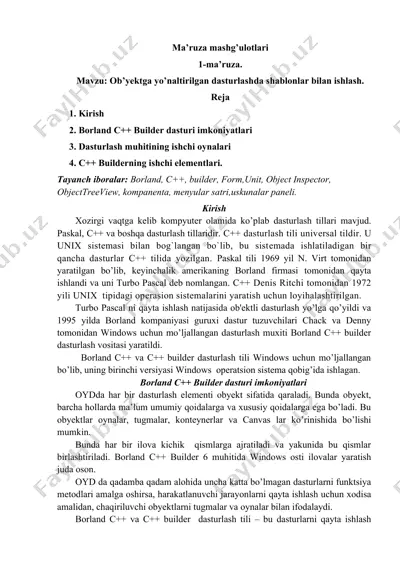 borland c++ builder dasturi — DOC