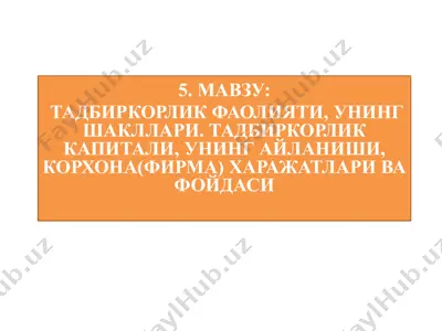 tadbirkorlik faoliyati — PPTX