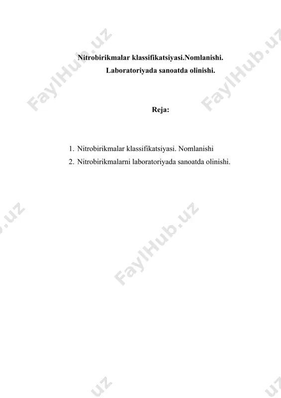 zobutan, izopentan va neopentandagi uglerod zanjiri esa tarmoqlangan. bunday birikmalar izobirikmalar deyiladi. bu izomeriya struktura izomeriya yoki uglerod skeletining izomeriyasi deyiladi. uglevodorod molekulasidagi uglerod atomlarining soni ortib borishi bilan izomerlarning soni ham tez ortib boradi. to’yingan uglevodorod molekulasidan bitta vodorod atomi olinsa, ularning (radikallari hosil bo’ladi ya‘ni cnh2n+1). ular juda beqaror, reaktsiyaga aktiv kirisha oladigan zarrachalardir. ularni nomlashda –an qo’shimchasi –il ga almashtiriladi. nomenklaturasi metan, etan, propan, butan – tasodifiy nom berilgan. ratsional va sistematik nomenklatura asosida nomlanadi. masalan, r.n. s.n. сн4 metan metan метил, etil metan n-butan trimetilmetan 2-metilpropan tetrametilmetan 2,2-dimetil- metan diizopropil- 2,4-dimetil metan pentan murakkabroq strukturali moddalarni ratsional nomenklaturada nomlash qiyinlik tug’dirgani uchun ko’proq sistematik nomenklaturada nomlanadi. masalan 3,3,5,5-tetrametil-6-etil-7-izobutil dekan to’yingan uglevodorodlarning tabiatda uchrashi va olinishi. to’yingan uglevodorodlarning quyi vakillari tabiiy gazning tarkibiy qismini tashkil qiladi. qattiq holdagi to’yingan uglevodorodlar bitum, asfalt, azokerit (tog’ mo’mi) larning asosiy tarkibiy qismidir, neft to’yingan uglevodorodlar aralashmasiga boy tabiiy manbadir. to’yingan …