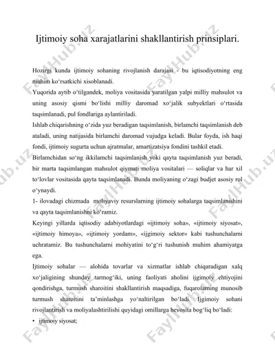 ijtimoiy soha xarajatlarini shakllantirish prinsiplari — DOC