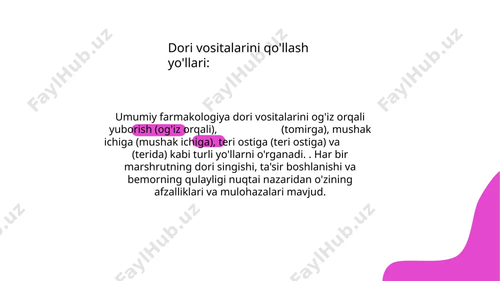 ash tadbirlarini iqtisodiy baholashni o'rganadi. u sog'liqni saqlash resurslarini taqsimlashda qaror qabul qilishda rahbarlik qilish uchun dori-darmonlar va sog'liqni saqlash tadbirlarining iqtisodiy samaradorligi, iqtisodiy foydasi va iqtisodiy samaradorligini tahlil qilishni o'z ichiga oladi. @buff_presentation o'simlik va muqobil tibbiyot: umumiy farmakologiya, shuningdek, o'simlik preparatlari, parhez qo'shimchalari va muqobil davolash usullaridan foydalanishni o'rganadi. ularning ta'sir qilish mexanizmlari, xavfsizligi va an'anaviy dorilar bilan potentsial o'zaro ta'sirini o'rganadi. e’tiboringiz uchun rahmat! @buff_presentation image1.jpeg image2.jpeg image3.jpeg image4.jpeg image5.jpeg image6.jpeg /docprops/thumbnail.jpeg