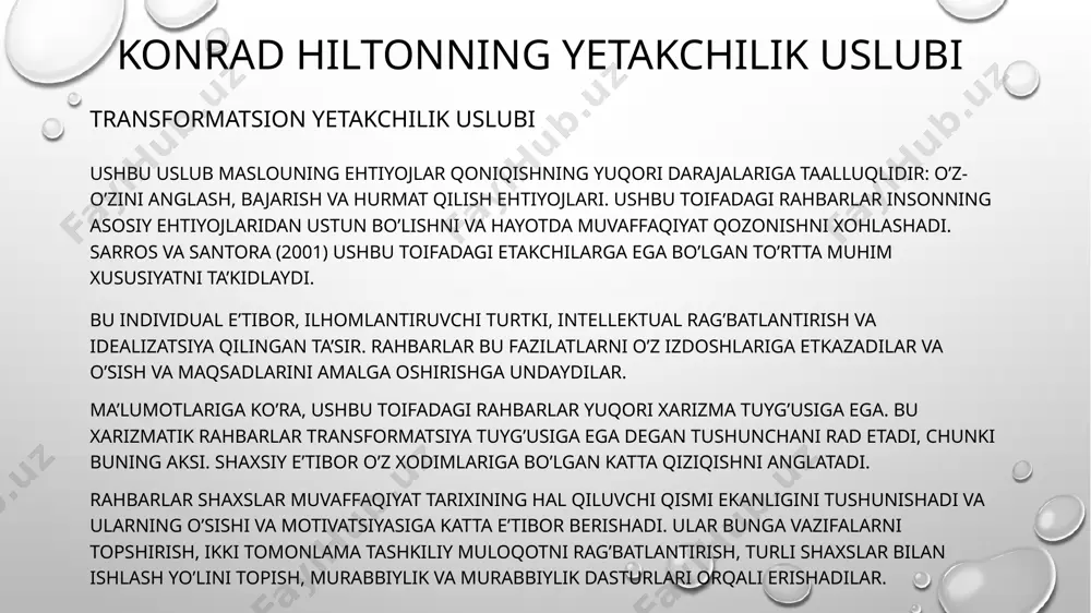 ompaniyaning eng mashhur brendi xilton hotels & resorts. 2020-da, u fortune ro’yxatida ishlashga arziydigan eng yaxshi 100 ta kompaniya orasida birinchi o’rinni egalladi. xronologik lenta dastlabki kunlardan 1919: asosiy sanalar: konrad xilton o’zining birinchi mehmonxonasini sotib oladi. 1925: xilton nomini olgan birinchi mehmonxona dallasda qurilgan. 1946: xilton mehmonxonalar korporatsiyasi tashkil etildi. 1947: nyu-york fond birjasida o’z aktsiyalarini ro’yxatga olgan birinchi mehmonxona kompaniyasi bo’ldi. 1949: xilton nyu-yorkdagi valdorf-astoriya uchun ijara sotib oladi. 1953: madridda birinchi evropa xilton ochildi. 1964: xilton international ommaviy kompaniya sifatida ajratilgan. 1970: kompaniya las-vegas ikki kazino, mehmonxona sotib oladi. 1982: xalqaro o’sishni nazorat qilish uchun konrad international hotels filiali tashkil etildi. 1996: stiven f. bollenbax kompaniyani boshqargan birinchi xilton bo’lmagan; xilton bally entertainment korporatsiyasi bilan birlashadi. 1998: xilton park joyi ko’ngilochar korporatsiyasi sifatida uning o’yin operatsiyalarini off spin. 1999: xilton promus hotel korporatsiyasini 3,7 milliard dollarga sotib oldi. asoschi haqida eng muhim narsa konrad xilton: asoschisi haqida …
