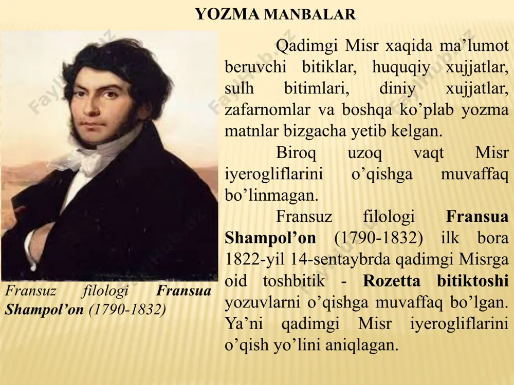 osh bloklari ishlatilgan. ularning og’irligi 2.5 tonnadan - 15 tonnagacha. xeops shu piramidaga qo’yilgan. firavn xafra (tahminan er. avv. 2547-2521) xaykali. qohiradagi misr muzeyi. firavn xafra davrida (er. avv. 2547-2521) (geradotning yozishicha xeopsning ukasi) ham taraqqiyot davom etgan. misr qudratli davlat hisoblangan. xafra davrida gizada qurilgan piramida balandligi 143,9 metr bo’lgan. shuningdek, gizadagi mashhur sfinks (boshi odam, tanasi she’r) ham aynan xafra davrida bunyod etilgan. firavn xafra (tahminan er. avv. 2514-2486) xaykali. boston muzeyi. menkaura (er. avv. 2514-2486, geradot va diodorning yozishicha xeopsning o’g’li) davrida misr o’z qudratini saqlab qolgan. menkaura davrida qurilgan piramida misrdagi eng mashhur piramidalardan edi. firavnlar ilohiylashib borgan. xufu va xafra davrida quyosh ma’budi raga sig’inish joriy qilingan bo’lsa, menkaura davrida ma’budlar va firavnlar o’rtasidagi aloqadorlik xaqidagi qarshlar yanada mustahkamlangan. firavn menkaura va misr ma’budlari xatxor hamda xor-di xaykallari. qohiradagi misr muzeyi. vi sulola (er. avv. 2345-2181) vakillari ham istilochilik yurushlarini olib borganlar. qadimgi podsholik davrida …