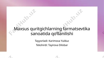 farmatsevtika sanoatida maxsus quritgichlar — PPTX