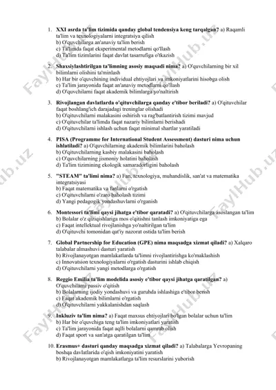 ta'limning global tendensiyalari — DOC