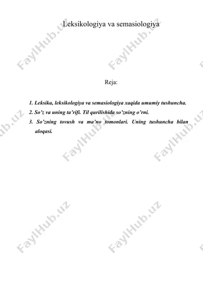 lеksikologiya vа sеmаsiologiya — DOC